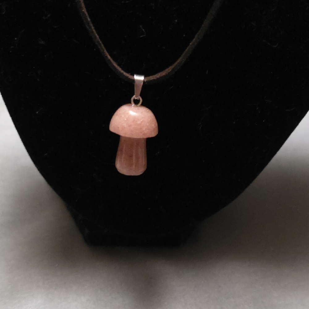 Elegant Pink Mushroom Pendant Necklace